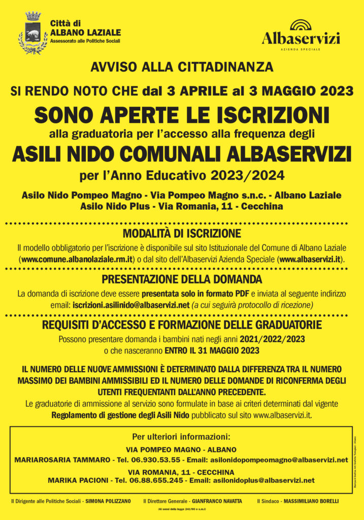 GRADUATORIE ASILO NIDO A.E. 20232024 Albaservizi